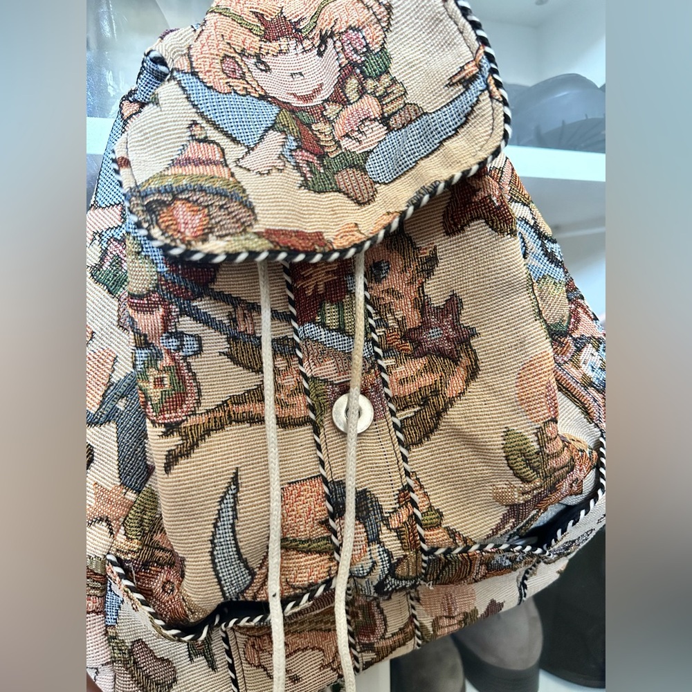 Vintage Tapestry Drawstring Backpack - image 3